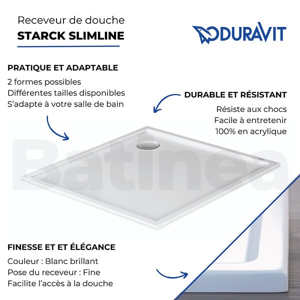 DURAVIT - Receveur de douche 100 x 90 Starck Slimline - large