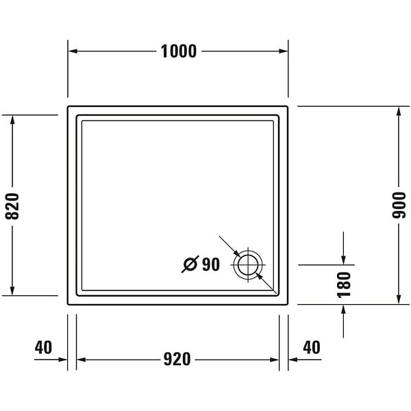 DURAVIT - Receveur de douche 100 x 90 Starck Slimline - large