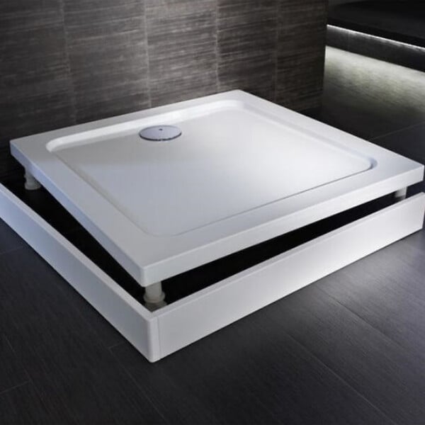 JACOB DELAFON - Receveur de douche 80 x 80 cm Flight carré blanc avec bonde horizontale chromé - large