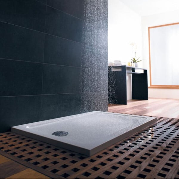 JACOB DELAFON - Receveur de douche 80 x 80 cm Flight carré blanc avec bonde horizontale chromé - large