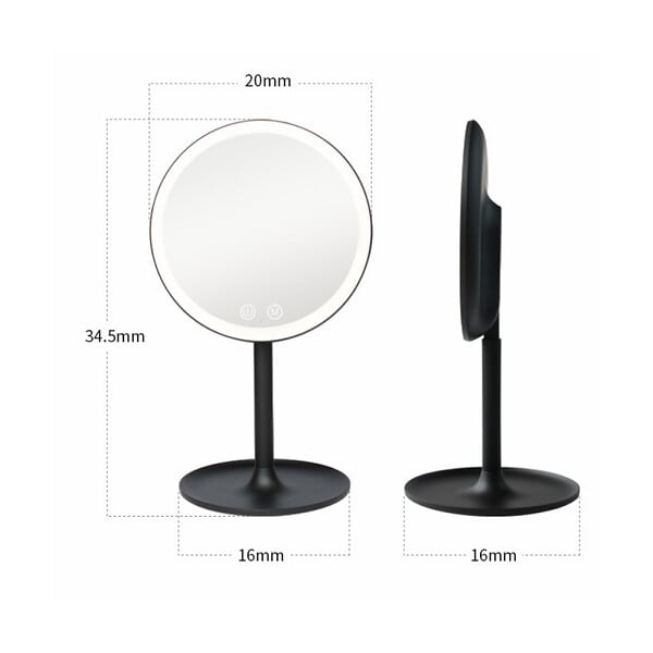 SWISS AQUA TECHNOLOGIES - Miroir cosmétique pliable en plastique, 3 couleurs de lumière réglables, hauteur 34,5 cm, blanc (SATZKLEDB) - large