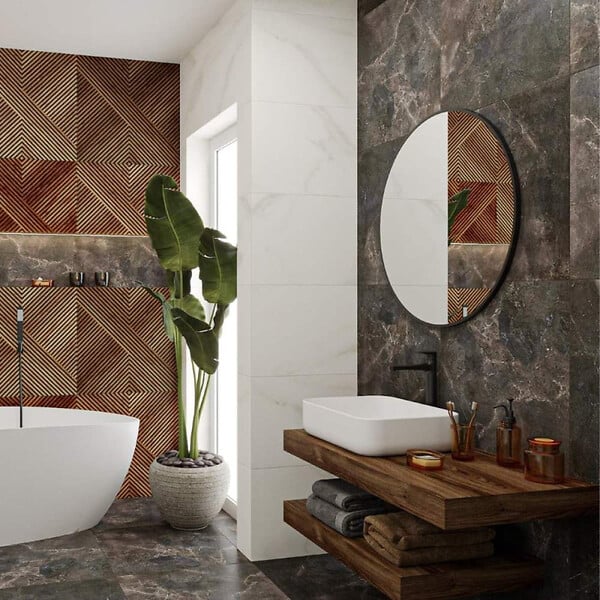NATUREL - Miroir de salle de bain rond 60 cm avec cadre aluminium noir B-Way (ZBWKU60C) - large