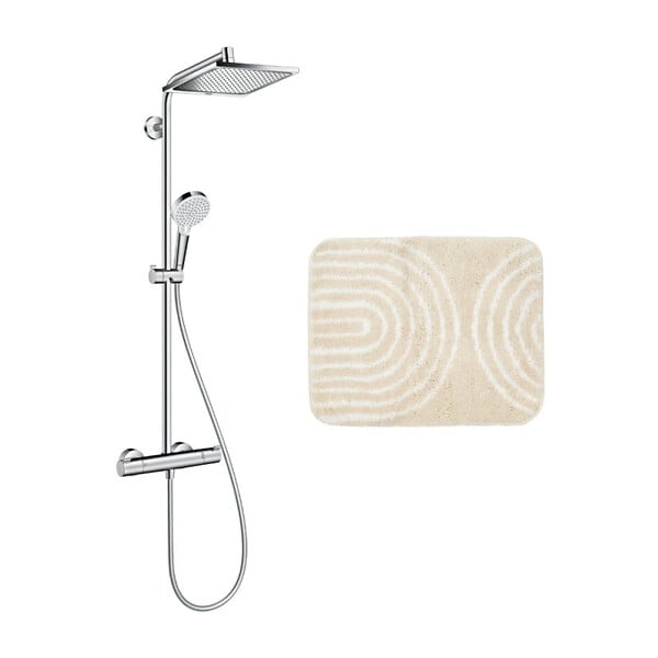 HANSGROHE - Hansgrohe Colonne de douche Crometta E 240 EcoSmart + cadeau gratuit tapis de salle de bain, beige (27281000-7BE) - large