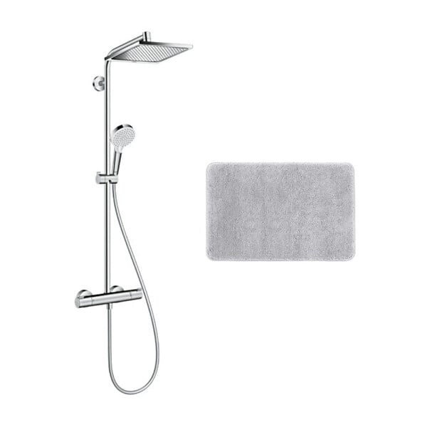 HANSGROHE - Hansgrohe set de douche Crometta E 240 + cadeau gratuit tapis de salle de bain Swis Aqua Technologies, gris (27271000-DSE) - large