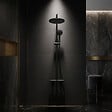 SWISS AQUA TECHNOLOGIES - Basic ensemble de douche avec mitigeur thermostatique, douche de tête, douchette à main, noir mat (SATSSTKEBC) - vignette