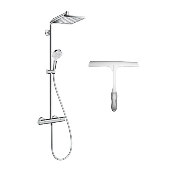 HANSGROHE - Hansgrohe Set de douche Crometta E 240 + cadeau gratuit raclette de douche, blanc (27271000-KLO) - large