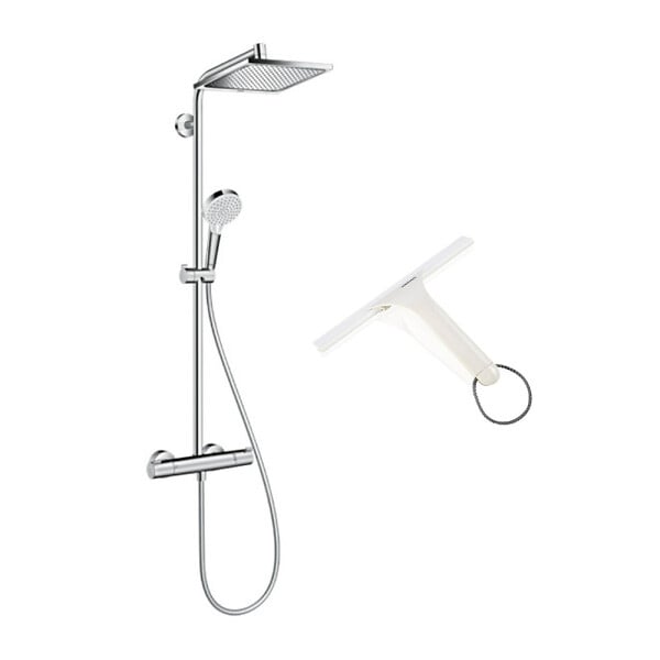 HANSGROHE - Hansgrohe Colonne de douche Crometta E 240 EcoSmart + cadeau gratuit raclette de douche, blanc (27281000-650) - large