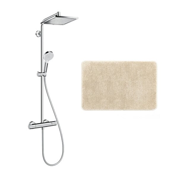 HANSGROHE - Hansgrohe Set de douche Crometta E 240 + cadeau gratuit tapis de salle de bain, beige (27271000-DBE) - large
