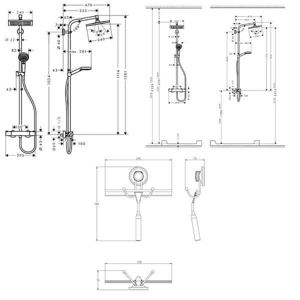 HANSGROHE - Hansgrohe Set de douche Crometta E 240 + raclette de douche avec système de fixation par ventouse, chrome (27271000-E32) - large