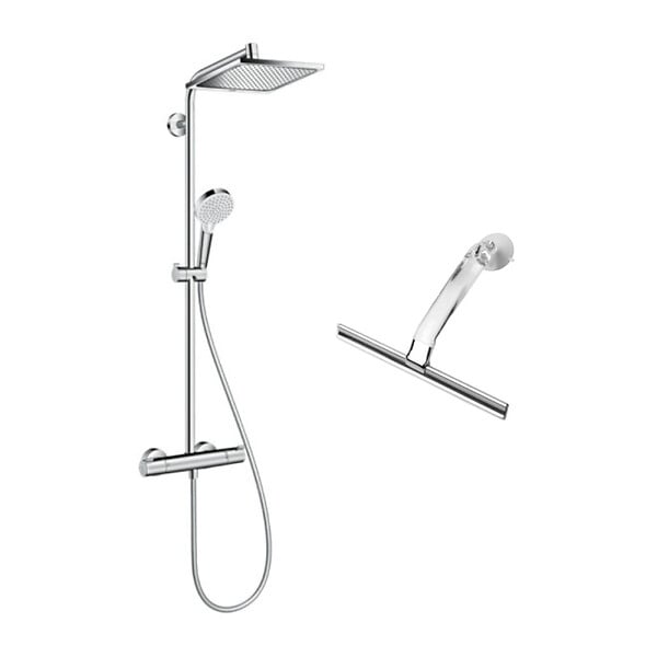 HANSGROHE - Hansgrohe Set de douche Crometta E 240 + cadeau gratuit raclette de douche avec crochet ventouse, transparent (27271000-LUX) - large