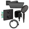 HANSGROHE - Colonne douche thermostatique Ecostat Square Douche de tête Vernis Flexible Designflex Douchette Raindance SelectS noir - vignette