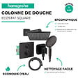 HANSGROHE - Colonne douche thermostatique Ecostat Square Douche de tête Vernis Flexible Designflex Douchette Raindance SelectS noir - vignette