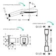 HANSGROHE - Colonne douche thermostatique Ecostat Square Douche de tête Vernis Flexible Designflex Douchette Raindance SelectS noir - vignette