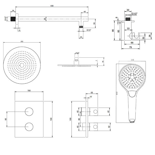 VILLEROY ET BOCH - Colonne de douche encastrée Universal Shower avec douchette 3 jets or brossé - large