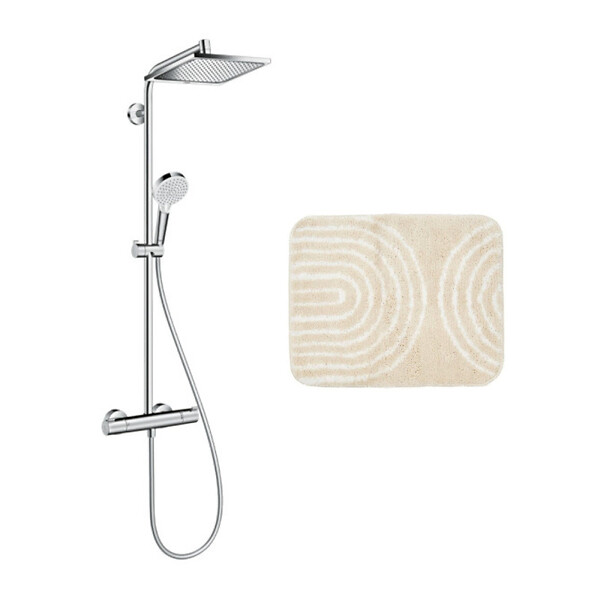 HANSGROHE - Hansgrohe Set de douche Crometta E 240 + cadeau gratuit tapis de salle de bain, beige (27271000-7BE) - large