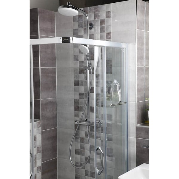 HANSGROHE - Hansgrone Colonne de douche Crometta E 240 EcoSmart + raclette de douche avec crochet ventouse, transparent (27281000-LUX) - large