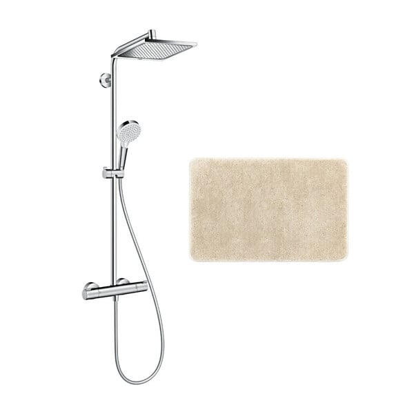 HANSGROHE - Hansgrohe Colonne de douche Crometta E 240 EcoSmart + cadeau gratuit tapis de salle de bain beige (27281000-DBE) - large