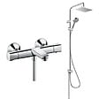 HANSGROHE - Pack mitigeur bain douche thermostatique Ecostat Universal + colonne Vernis Shape 230 chromé - vignette