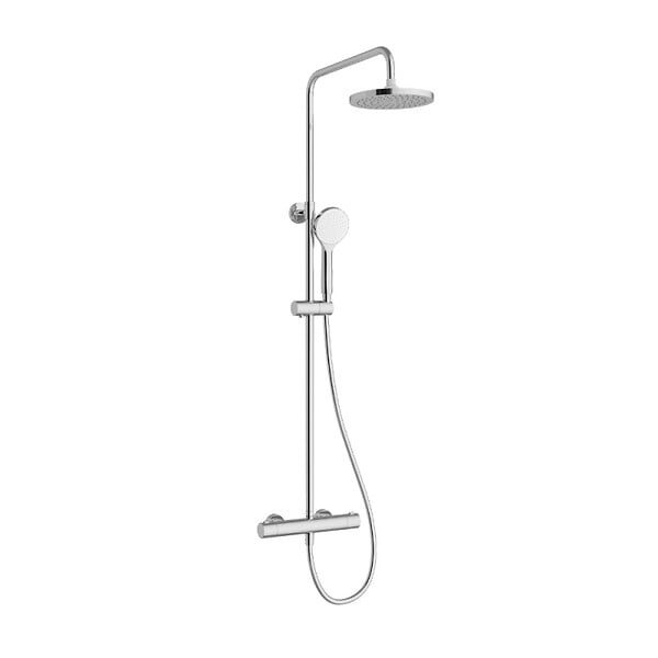 VITRA - Colonne de douche thermostatique chrome ronde AquaHeat Joy 200 (A47298EXP) - large