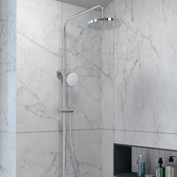 VITRA - Colonne de douche thermostatique chrome ronde AquaHeat Joy 200 (A47298EXP) - large