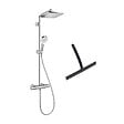 HANSGROHE - Hansgrohe Colonne de douche Crometta E 240 EcoSmart + raclette de douche avec crochet de suspension, noir mat (27281000-HSC) - vignette