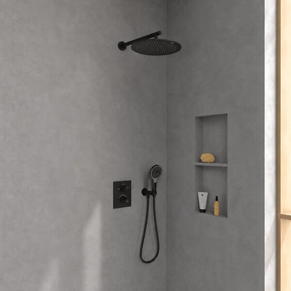 VILLEROY ET BOCH - Colonne de douche encastrée Universal Shower avec douchette 3 jets noir mat - large
