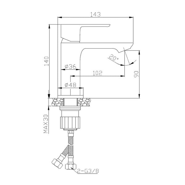 CERAMIA - Neo mitigeur de lavabo sans vidage, chrome (SIKOBSLNEO271) - large
