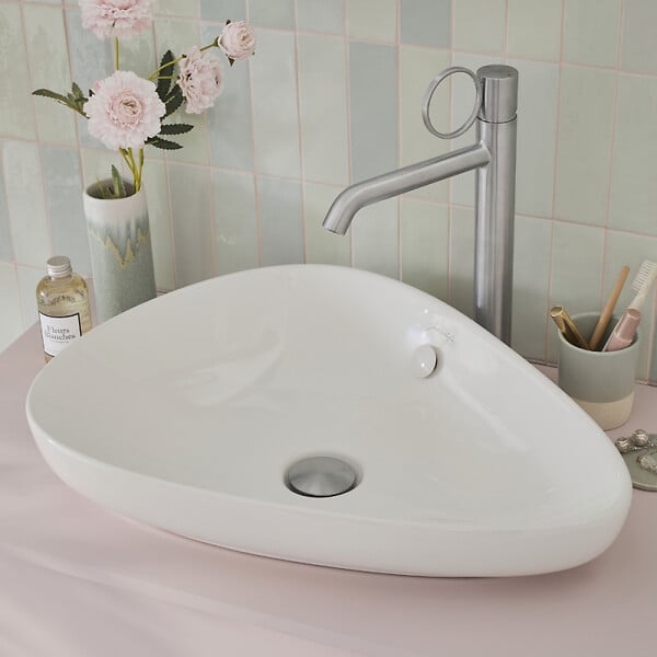 JACOB DELAFON - Mitigeur lavabo haut Vivienne chromé brossé avec bague chromée brossée - large