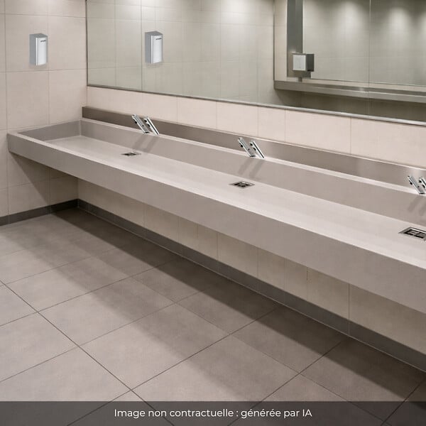 PRESTO - Pack mitigeur infrarouge avec robinet d'arrêt + Distributeur de savon infrarouge + Sèche-main Linea Inox brossé - large