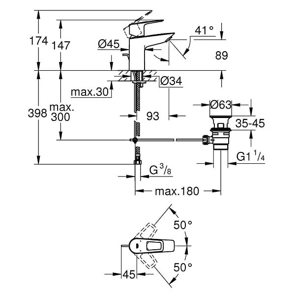 GROHE - BauLoop Mitigeur monocommande lavabo Taille S (23335001) - large