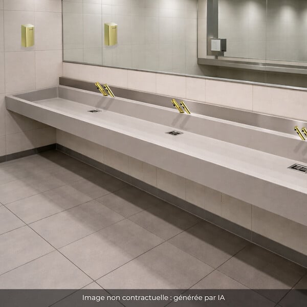 PRESTO - Pack mitigeur infrarouge avec robinet d'arrêt + Distributeur de savon infrarouge + Sèche-main Linea Or brossé - large