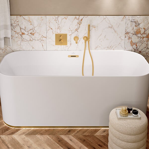 VILLEROY ET BOCH - Pommeau de douche Verve Showers Stick + Flexible de douche Universal Showers 160 cm Or brossé - large