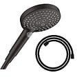 HANSGROHE - Pommeau de douche Raindance Select S EcoSmart 120 3 jets + flexible Designflex 160 cm noir mat - vignette