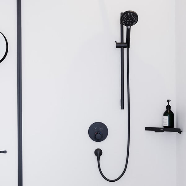 HANSGROHE - Pommeau de douche Raindance Select S EcoSmart 120 3 jets + flexible Designflex 160 cm noir mat - large