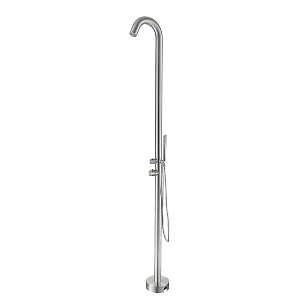 NATUREL - Douche extérieure en acier inoxydable 316L, eau chaude et eau froide, douchette à main, inox brossé (TS1001) - large