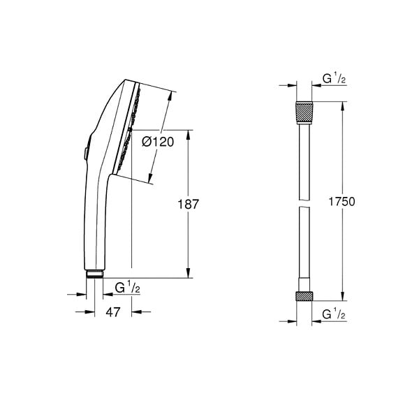 GROHE - Douchette Vitalio Joy+ 120 + Flexible 175 cm Cool Sunrise - large