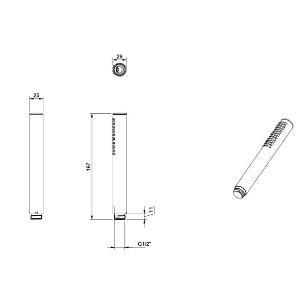 VILLEROY ET BOCH - Douchette à main  Verve Showers Stick nickel brossé - large