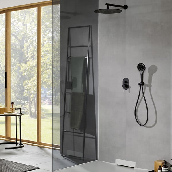 VILLEROY ET BOCH - Pommeau de douche Verve Showers 3 jets + Flexible de douche Universal Showers 160 cm Noir mat - large