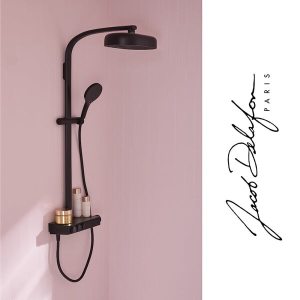 JACOB DELAFON - Pommeau de douche 3 jets Metro signature noir mat + flexible - large