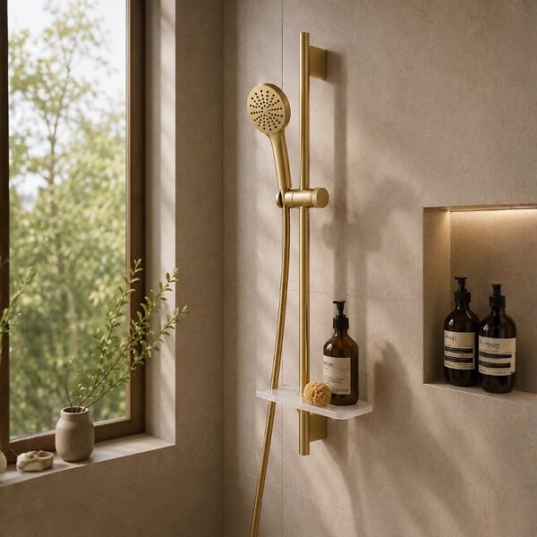 GROHE - Barre de douche avec tablette Rainshower SmartActive Cool Sunrise - large
