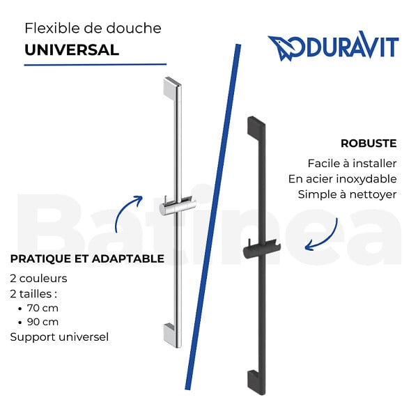 DURAVIT - Barre de douche Universal 70 cm chromé - large