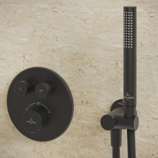 VILLEROY ET BOCH - Pommeau de douche Verve Showers Stick + Flexible de douche Universal Showers 160 cm Noir mat - large