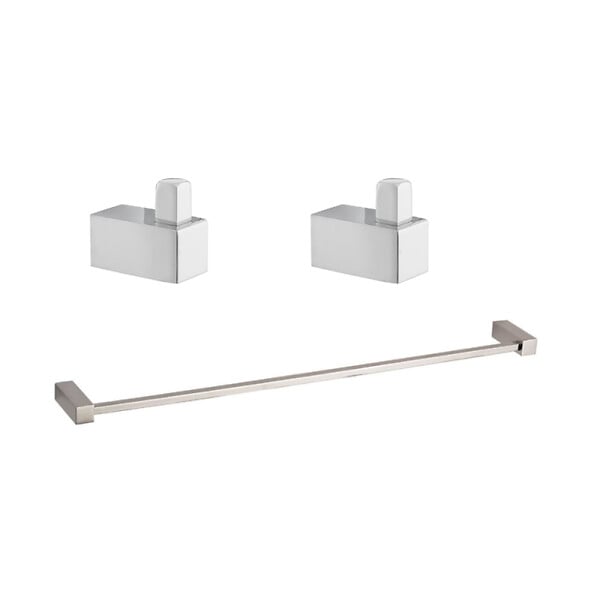 SIKO - Multi set de deux crochets de salle de bain + porte-serviettes 1 barre, longueur de 60 cm, chrome (ELEMULTI-SET2) - large