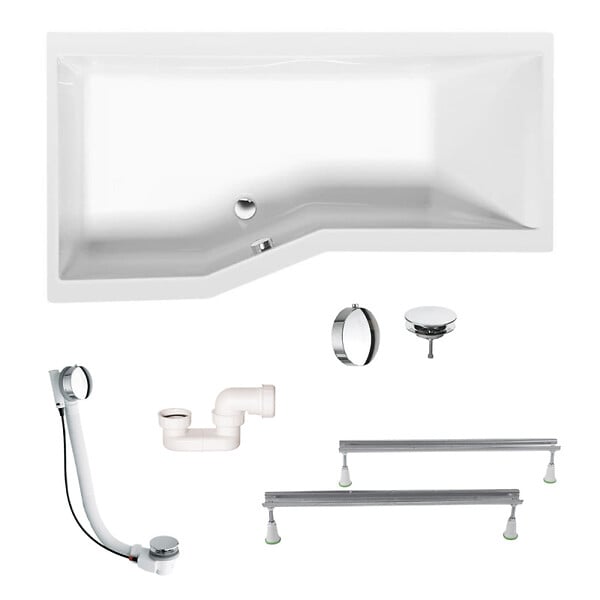 POLYSAN - Versys 170x85 cm baignoire asymétrique en acrylique, orientation gauche, avec pieds, blanc (70111-SET1) - large