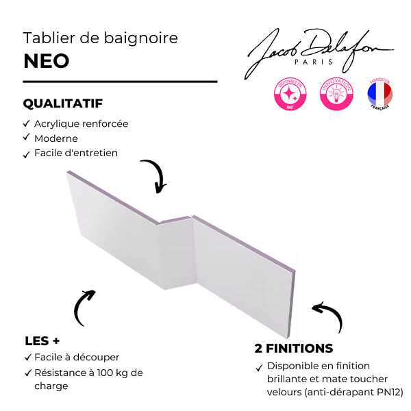 JACOB DELAFON - Tablier pour baignoire Neo installation en niche - large
