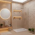 SWISS AQUA TECHNOLOGIES - Pack Douche Complet – Paroi Walk-In 140x200 Chrome + Colonne SAT 3 Jets + Receveur Marbre Coulé Blanc 140x80 (SAT100C7PR148W) - vignette