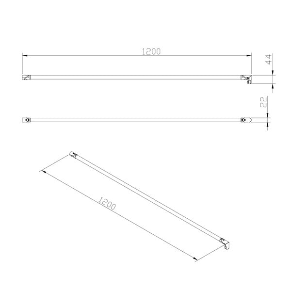 SWISS AQUA TECHNOLOGIES - Project bras de montage pour paroi de douche 120 cm, chrome (SATZAV6) - large