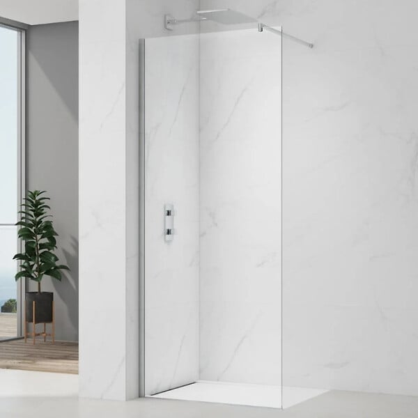 SWISS AQUA TECHNOLOGIES - Project paroi de douche à l'italienne 120 cm avec accessoires de montage, chrome brillant (SATBWIPRO120) - large