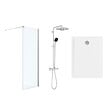GROHE - Pack Douche Complet – Paroi Walk-In 140x200 Chrome + Colonne Grohe Vitalio 2 Jets + Receveur Marbre Coulé Blanc 140x80 (SAT140C8 - vignette