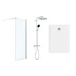 GROHE - Pack Douche Complet – Paroi Walk-In 140x200 Chrome + Colonne Grohe Vitalio 2 Jets + Receveur Marbre Coulé Blanc 140x80 - vignette